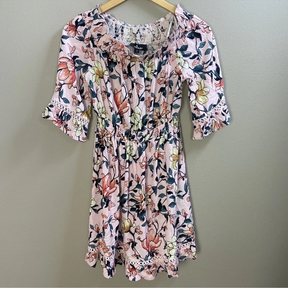 Lulu's Pink and Red Ruffled Off-Shoulder Sundress - Picture 2 of 6